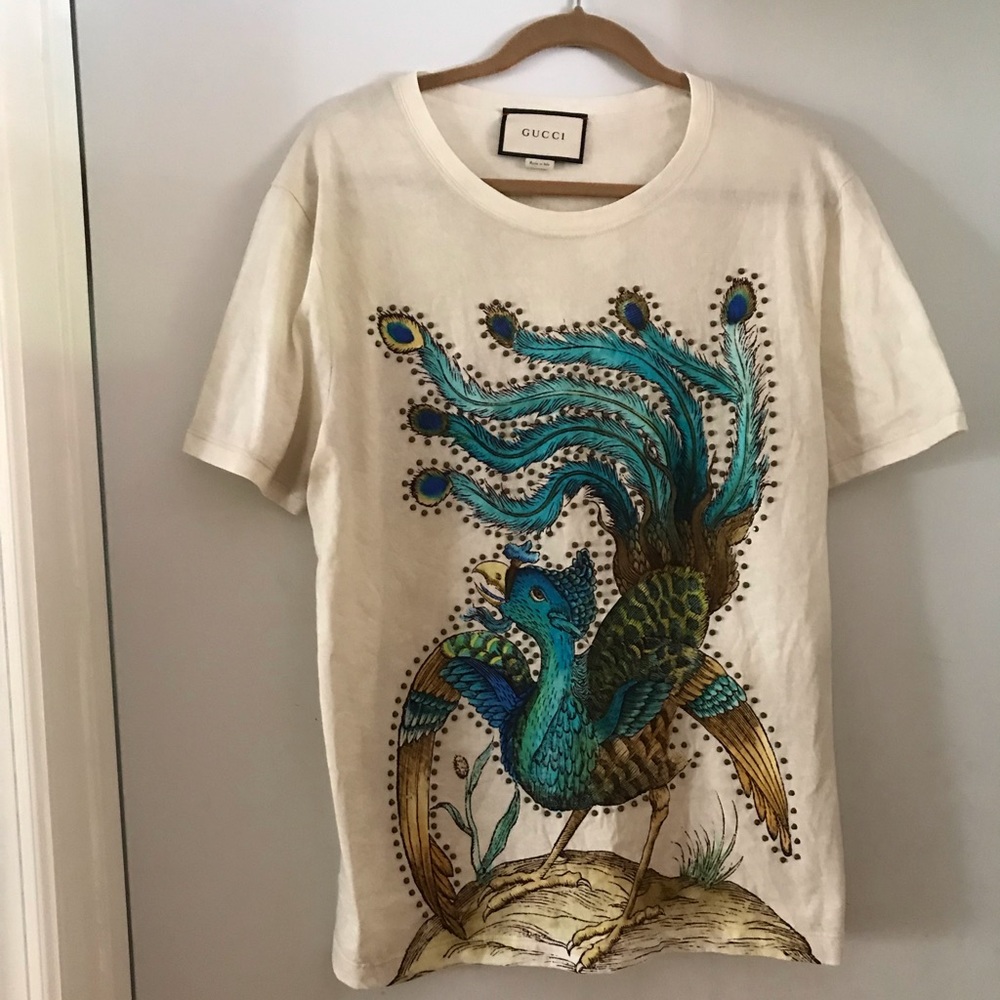 Gucci Peacock Print T Shirt